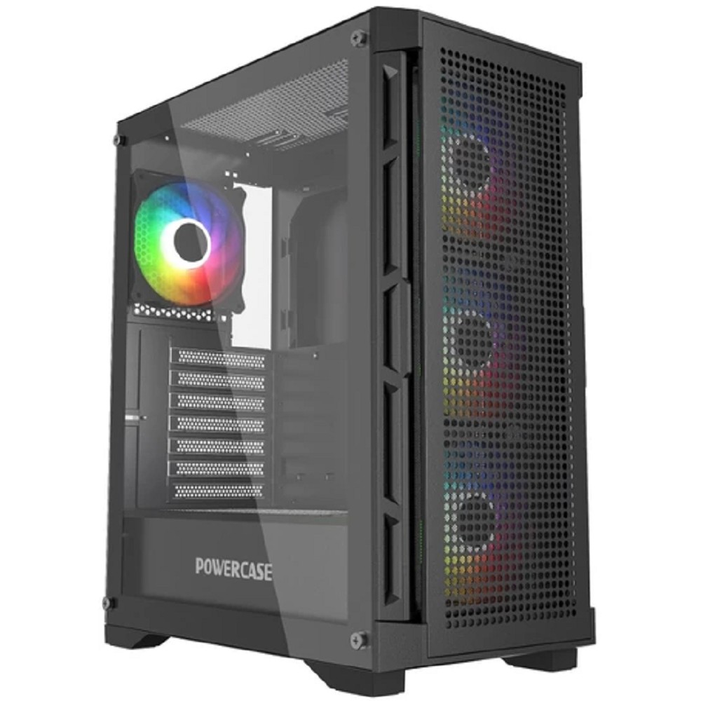 Powercase Ultimate Black, Tempered Glass, 4x 120mm ARGB fans, ARGB HUB, чёрный, ATX  (CUB-A4)