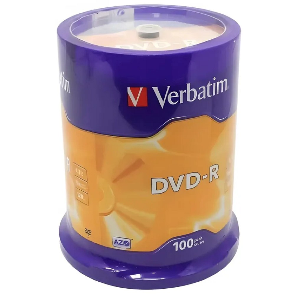 Verbatim Диски DVD-R 4.7Gb 16-х, 100 шт, Cake Box (43549)