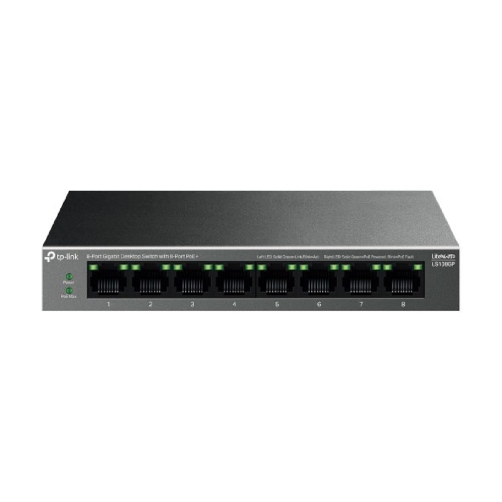 TP-Link LS108GP Настольный коммутатор с 8 гигабитными портами (8 портов PoE+)