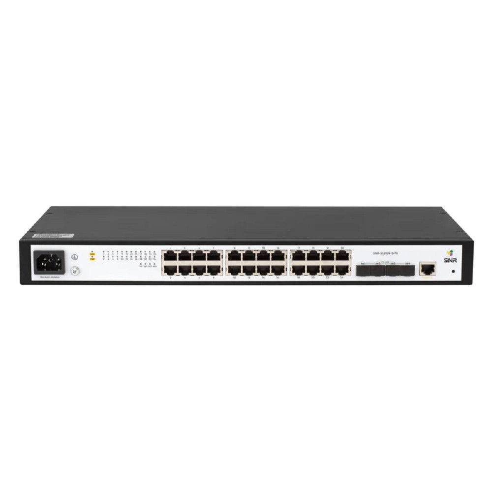 SNR SNR-S5210G-24TX-RPS Управляемый коммутатор уровня 2+, 24 порта 10/100/1000Base-T, 4 порта 1/10G SFP+, встроенный БП ~2204V AC, RPS 12V DC