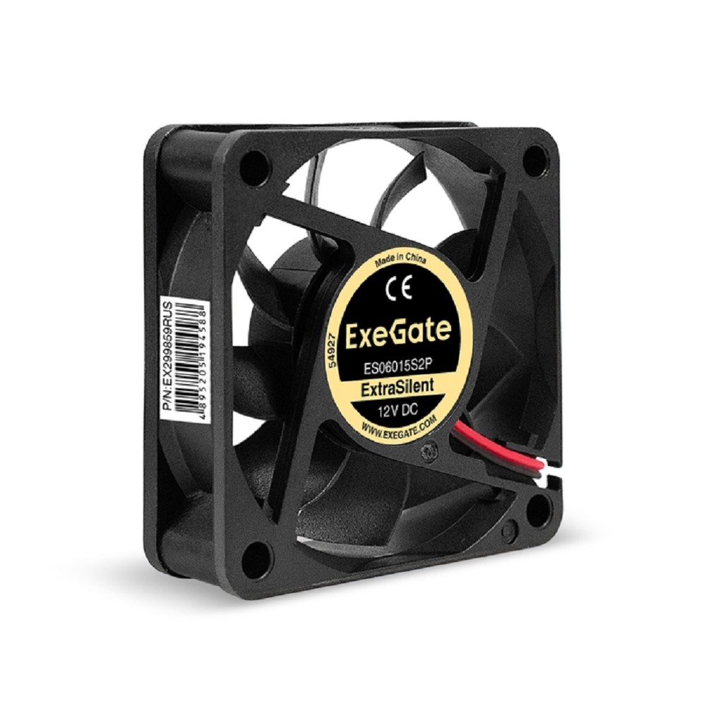 Exegate EX299859RUS Вентилятор 12В DC ExeGate ExtraSilent ES06015S2P (60x60x15 мм, Sleeve bearing (подшипник скольжения), 2pin, 2500RPM, 17dBA)
