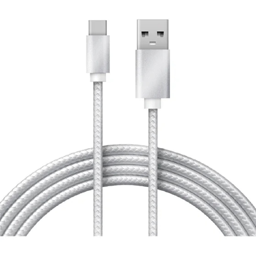 Rexant (18-1884) Кабель USB-A – Type-C, 2,4A, 1м, в серебрянной нейлоновой оплетке 