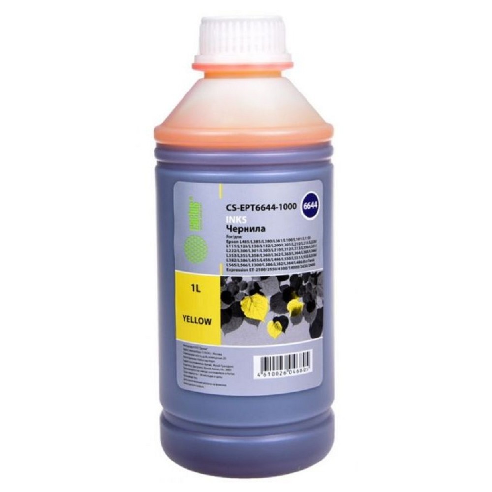 Cactus CS-EPT6644-1000 Чернила для Epson L100/L110/L120/L132/L200/L210/L222/L300/L312/L350/L355/L362/L366/L456/L550/L555/L566/L1300, желтый, 1000мл  