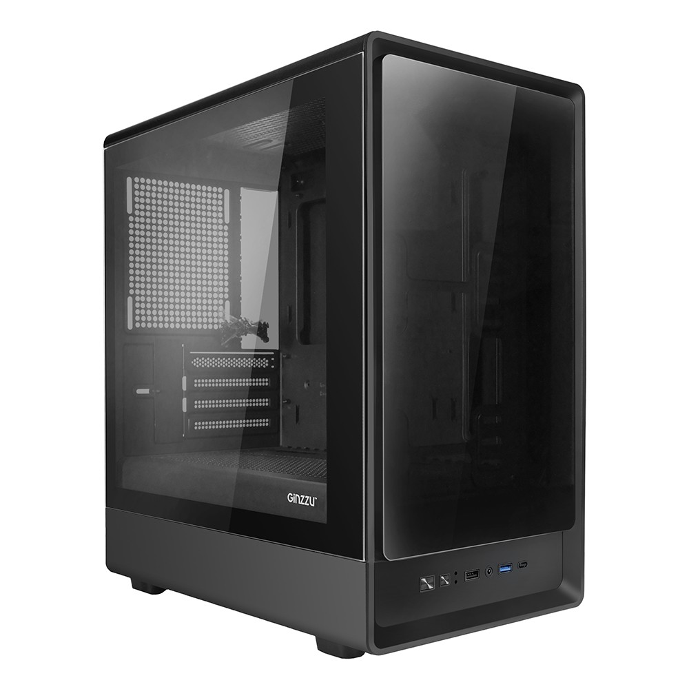 Корпус Ginzzu CL410 mATX передняя панель Стекло