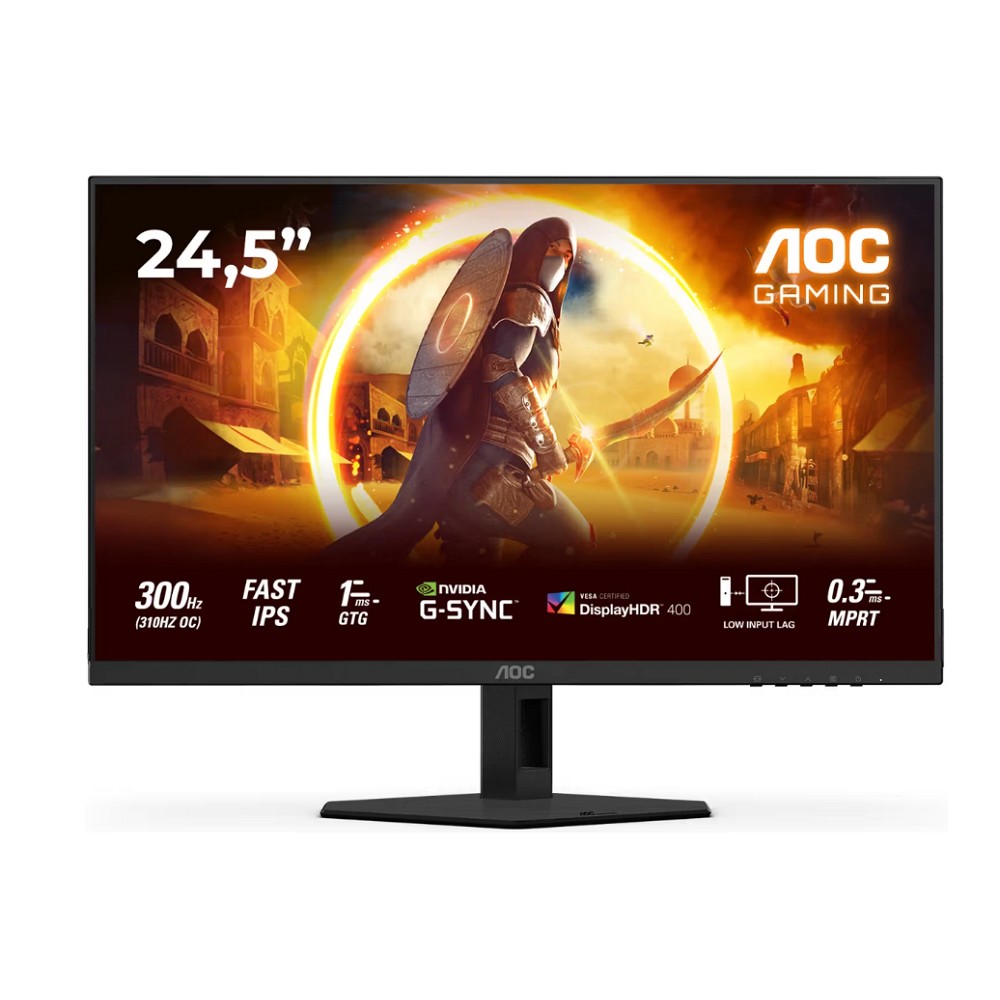 LCD AOC 24.5" 25G4SRE Black/red {Fast IPS 1920x1080 300Hz (OC 310Hz) 1ms 400cd 2xHDMI DisplayPort Internal Vesa}