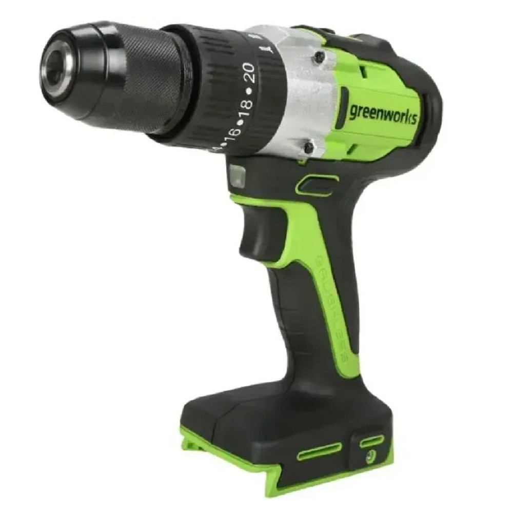 Greenworks GD24DD60 Дрель-шуруповерт ударная аккумуляторная, 24V, бесщеточная, 30/60Нм,1х4Ач,ЗУ,кор [3704107CUB]