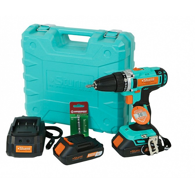 Sturm! CD3618 Дрель аккумуляторная Sturm!, 18 В, 1BatterySystem,  2 акк., 2,0 Ач, кейс [CD3618]