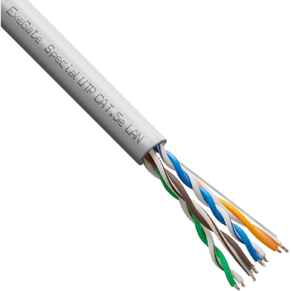 Exegate EX301084RUS Кабель ExeGate Special UTP4-C5e-CCA-S24-IN-PVC-GY-305 UTP 4 пары кат.5e CCA, 0.48мм (24AWG), 305м, серый, PVC