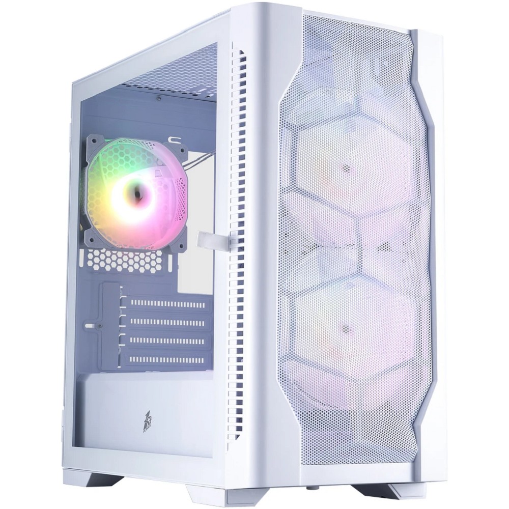 1STPLAYER Корпус DK D4-M ARGB White / mATX / 2x140mm &amp; 1x120mm ARGB fans / D4-M-WH-2F7-14-W-1F7-W