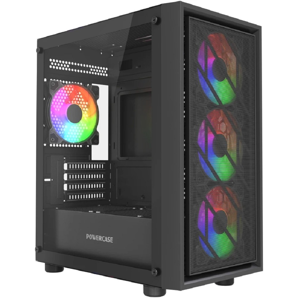 Powercase Mistral Micro EM16, Tempered Glass, 4x120mm FRGB fan, чёрный, mATX  (CMMEM16B-L4)