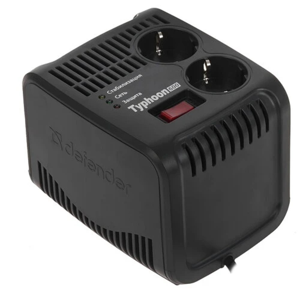 Defender Акция!!! Стабилизатор напряжения AVR Typhoon 600 200 Вт, 2 розетки [99032]