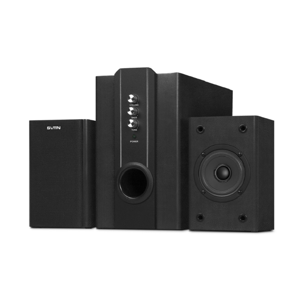 SVEN SPS-820,черная кожа/черный {2.1, 2 сат. + сабвуфер,18 Вт + 2 х 10 Вт (RMS) ,усил.- 20-20000 Гц}