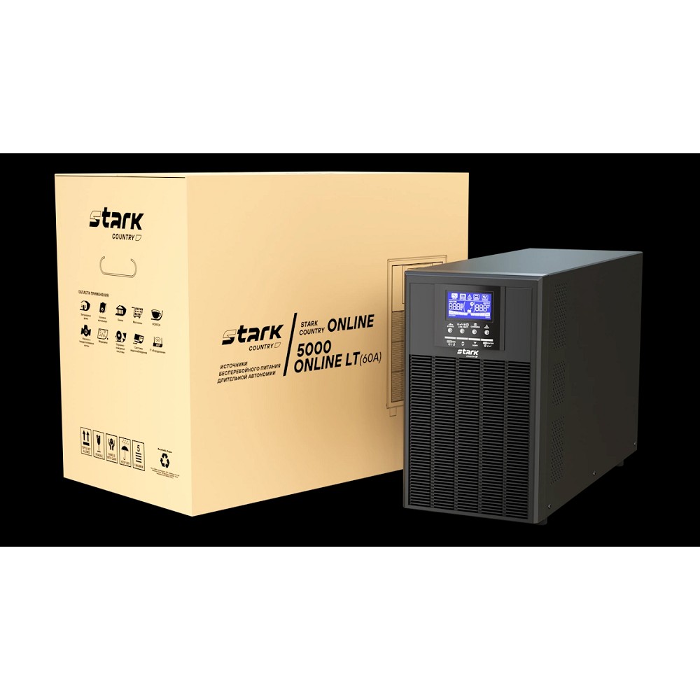 ИБП STARK SC 5000 ONLINE LT (60A) 5000ВА/5000Вт БЕЗ АКБ {Online, на пол, 110-300В, клеммный блок, Smart-slot, USB, RS232, EPO, БЕЗ АКБ - внеш 4x 40-1200 Ач. в том числе LiFePO4}