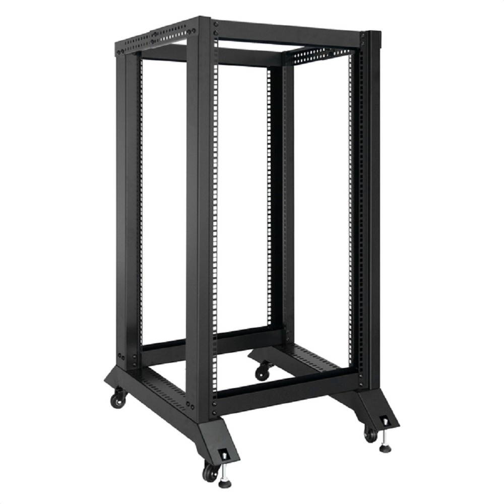 Exegate EX301162RUS Стойка ExeGate EOR2-24U.1000.BLACK (открытая телекоммуникационная 19", 24U, двухрамная, усиленная, с роликовыми опорами, раздвижная, В1255хШ600х Г(550-790) мм, цвет черный RAL 9004