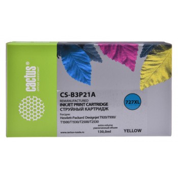 B3P21A CACTUS Картридж №727 для HP DJ T920/T1500/T2530, желтый  (130мл)