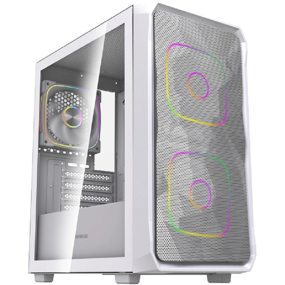 Powercase Корпус Mistral SM06 ARGB, Tempered Glass, 3x120mm ARGB PWM fans, белый, mATX  (CMMSM06W-A3)