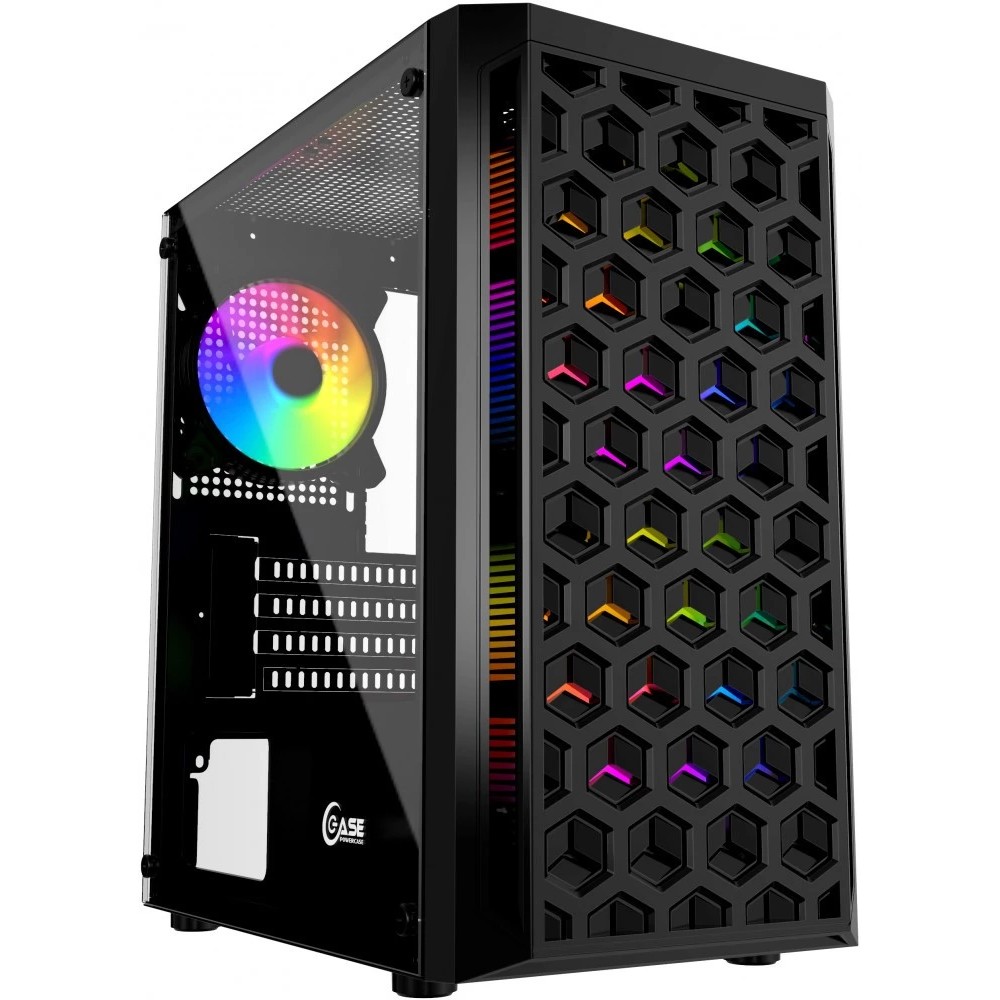 Powercase CMIMTB-L3 Корпус Mistral Micro T3B, Tempered Glass, Mesh, 2x 140mm + 1х 120mm 5-color fan, чёрный, mATX  (CMIMTB-L3)