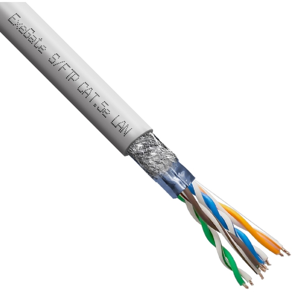 Exegate EX300618RUS Кабель ExeGate SFTP4-C5e-CCA-S24-IN-PVC-GY-305 SFTP 4 пары кат.5e CCA, 0.5мм (24AWG), экран, 305м, серый, PVC