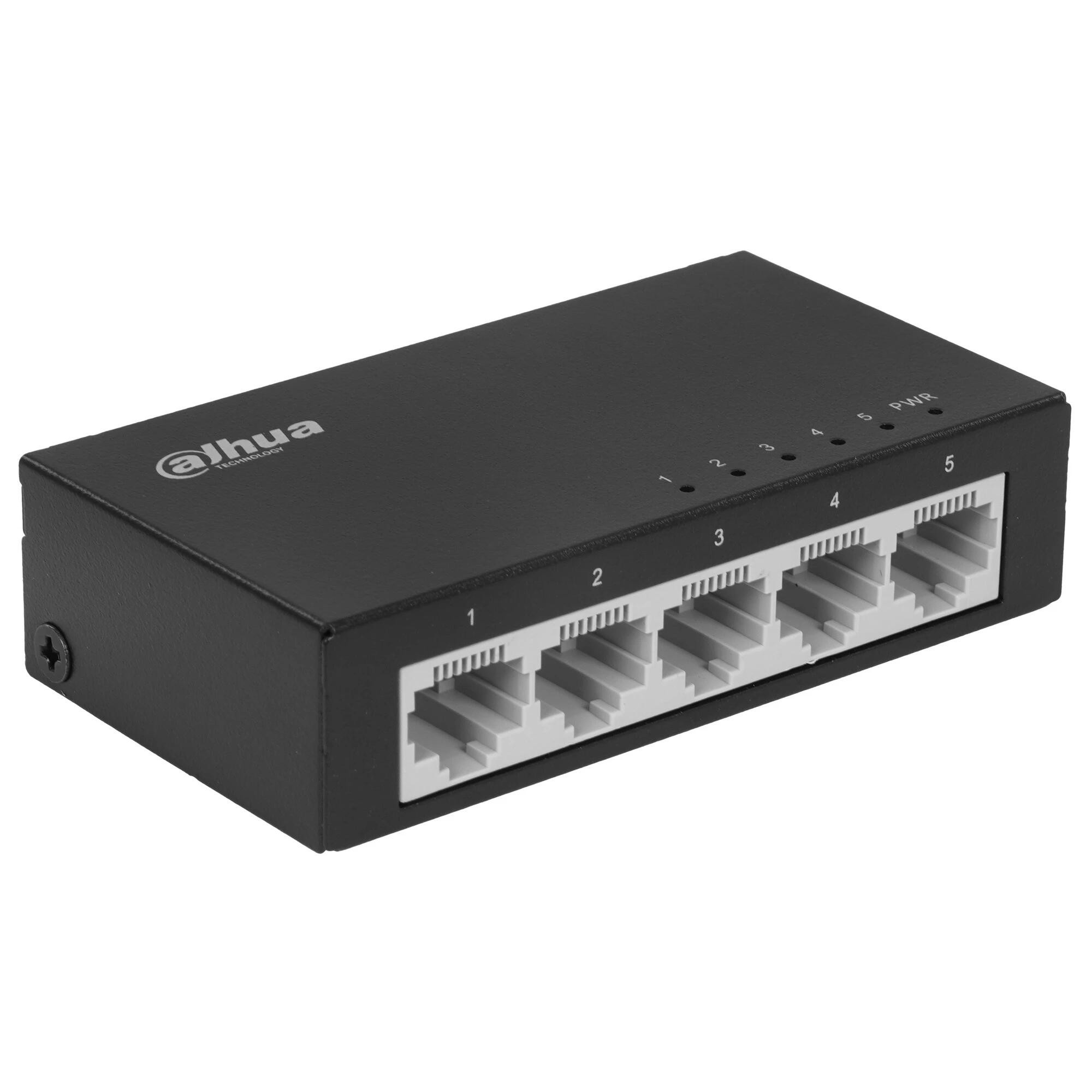 DAHUA DH-PFS3005-5ET 5-портовый неуправляемый коммутатор 5 RJ45 10/100 Мбит/с; 1 Гбит/с