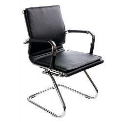 Бюрократ CH-993-Low-V/Black  (Кресло, низкая спинка ,черный, искусственная кожа, полозья хром)