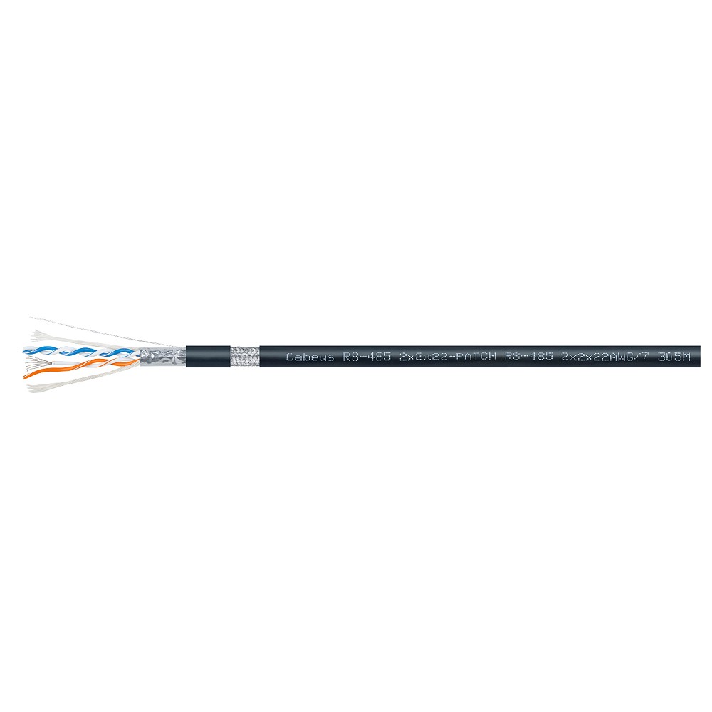 Cabeus RS-485 2x2x22AWG/7 Кабель для интерфейса RS-485/422, 2x2x22 AWG (SF/UTP), многожильный (patch), для внутренней и внешней прокладки (-40°С - +75°С), PVC (305м)