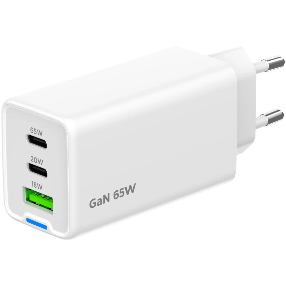 Cablexpert зарядное устройство 65Вт GaN, 3.25A, QC4.0/PD, 2xType-C, 1xUSB, белый, коробка (MP3A-PC-65)
