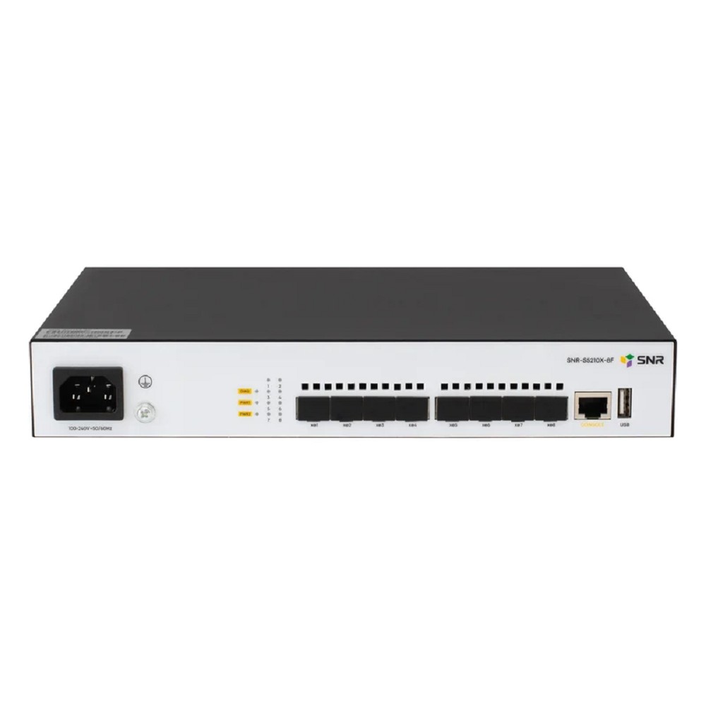 SNR SNR-S5210X-8F-RPS Управляемый коммутатор уровня 2+, 8 портов 1/10G SFP+, встроенный БП ~220V AC, RPS 12V DC