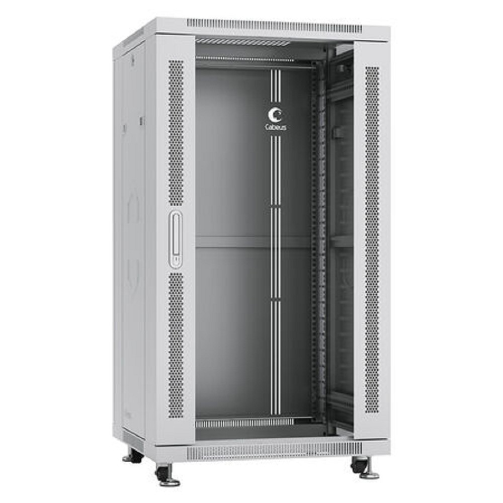 Cabeus SH-05C-22U60/80 Шкаф напольный 19", 22U 600x800x1166mm (ШхГхВ) передняя стеклянная и задняя сплошная металлическая двери, ручка с замком, цвет серый (RAL 7035)