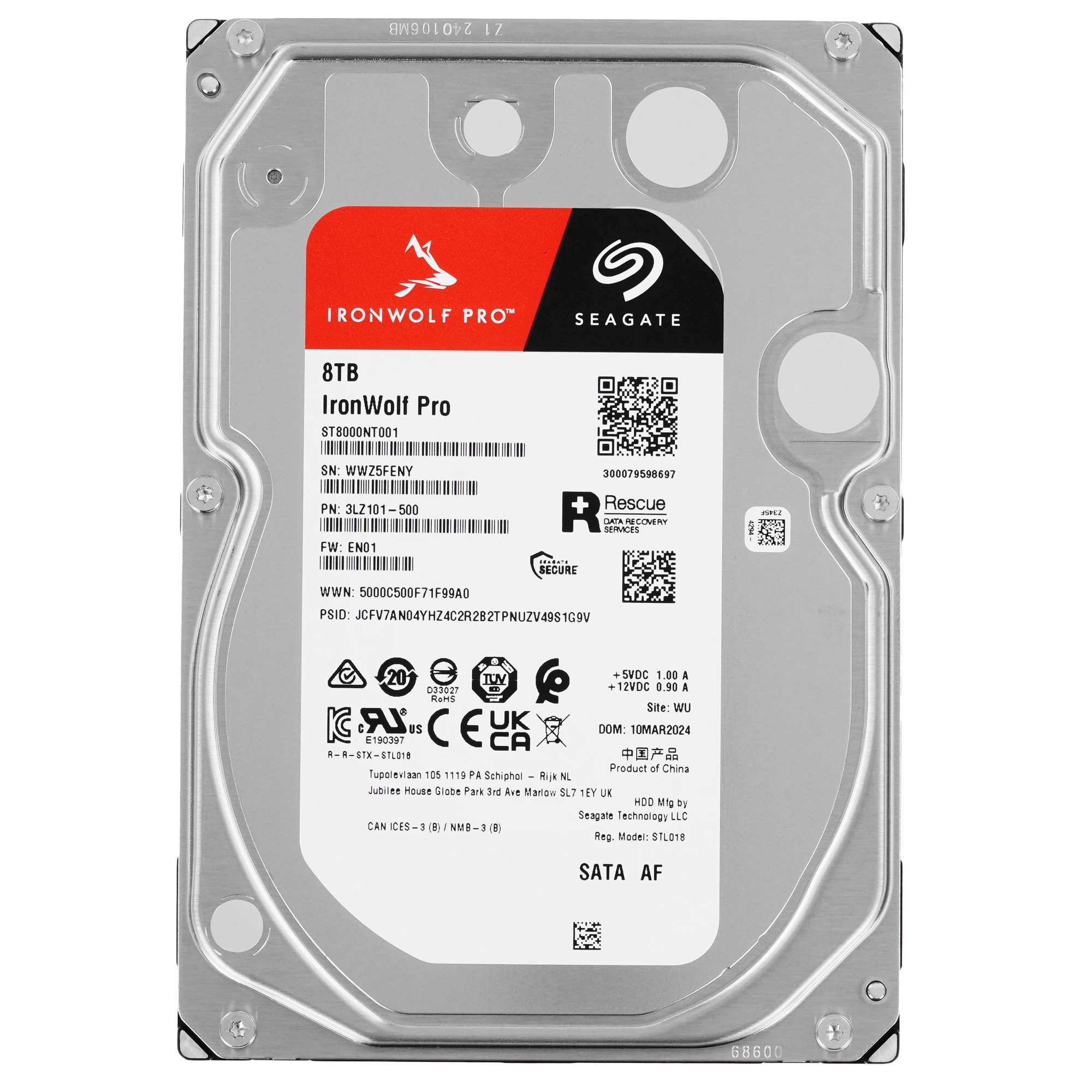 8TB Seagate Ironwolf Pro (ST8000NT001) {SATA 6.0Gb/s, 7200 rpm, 256mb buffer, 3.5", для NAS}