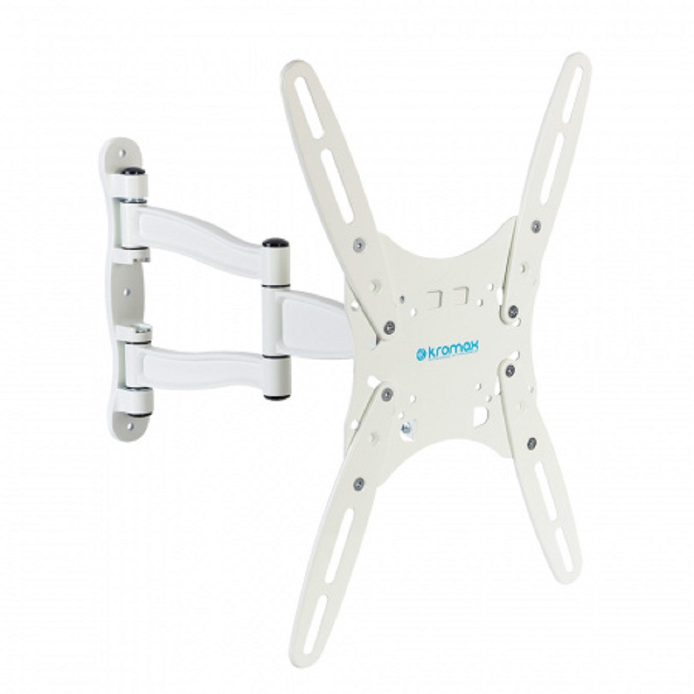 Kromax TECHNO-5 white, Кр. алюм. наст. для TV 15"-55", max 35 кг, 5 ст св., нак. 15°, пов. 180°, от ст. 87-497 мм, max VESA 400x400 мм.