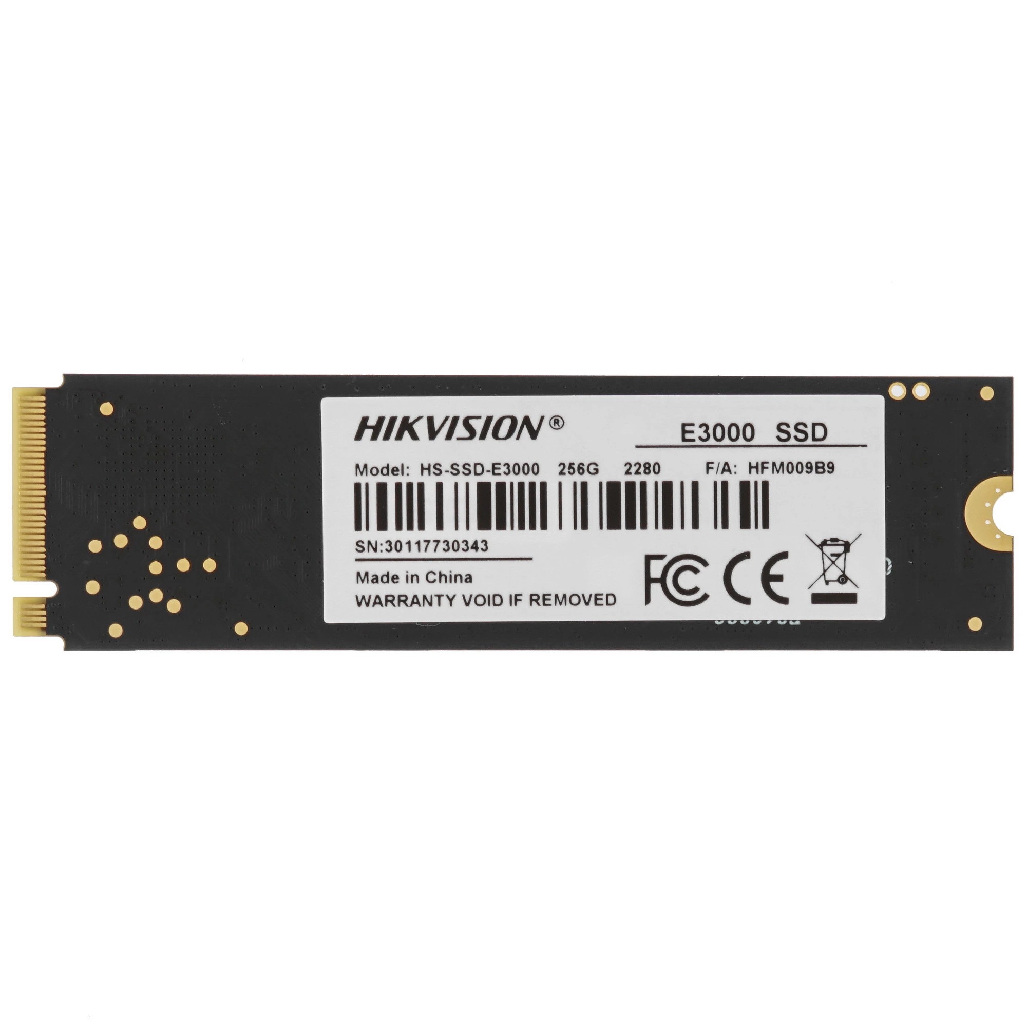 SSD M.2 HIKVision 256GB E3000 Series <HS-SSD-E3000/256G> (PCI-E 3.0 x4, up to 3230/1240MBs, 3D NAND, 112TBW, NVMe, 22x80mm)