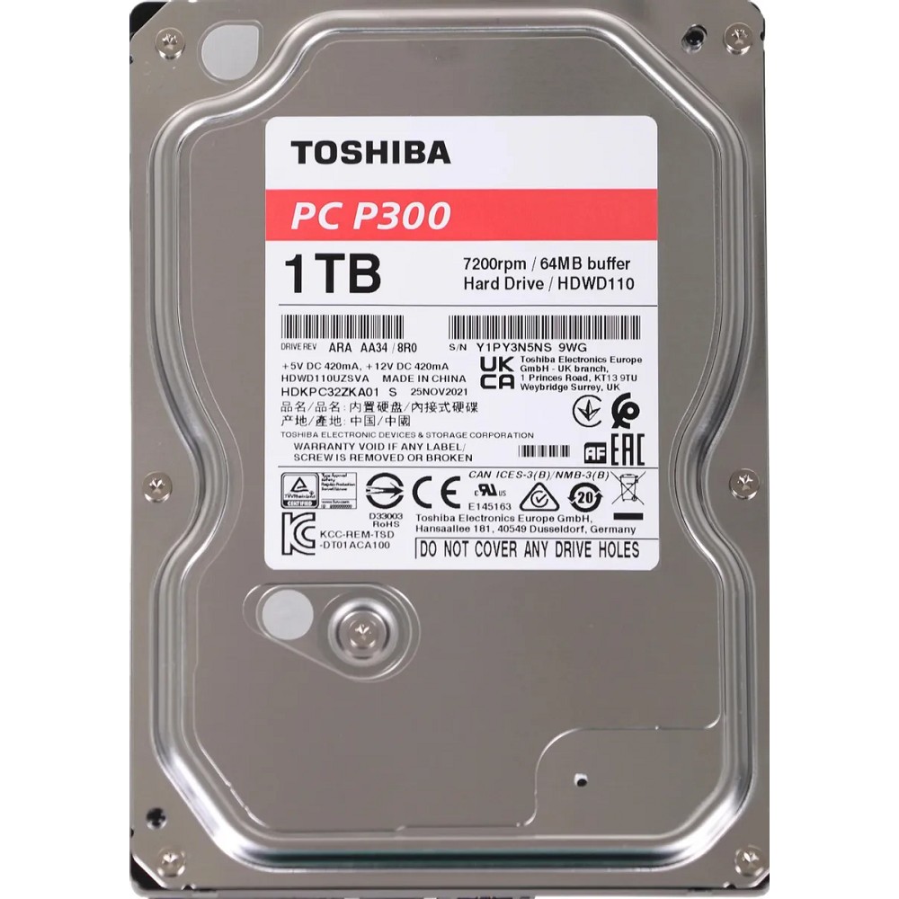 1TB Toshiba (HDWD110UZSVA) P300 {SATA 3, 7200 rpm, 64Mb buffer, 3.5"}