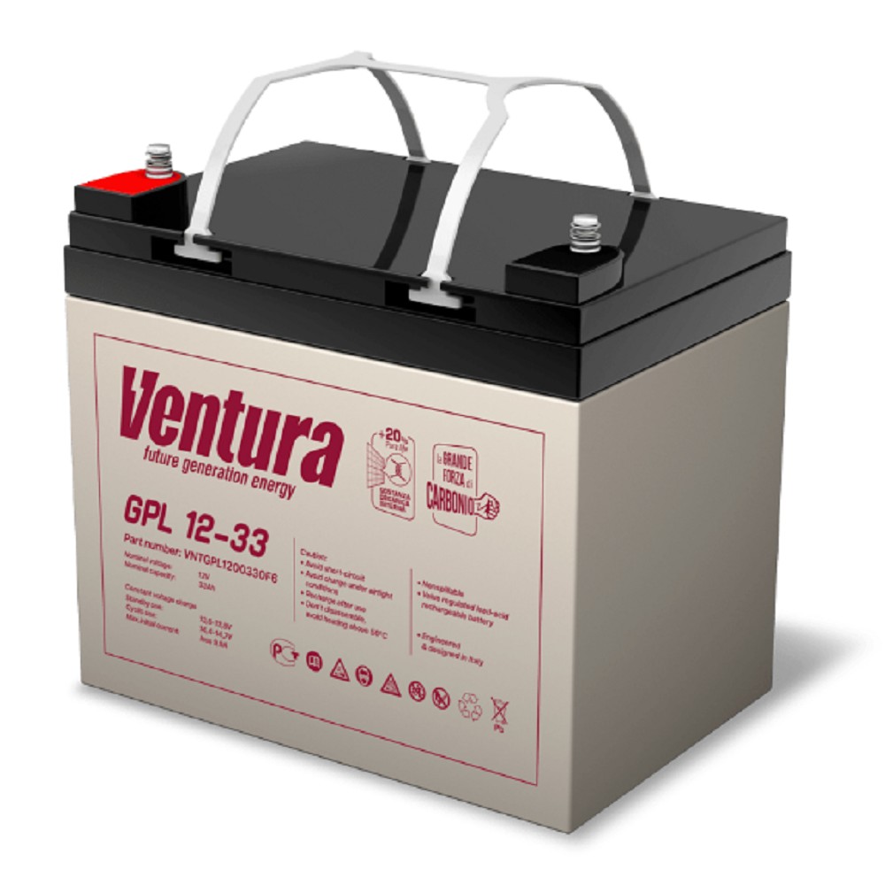 АКБ Ventura GPL 12-33   12V/34Ah {F6, ДхШхВ 196х130х170мм, 10кг, срок службы 12 лет}
