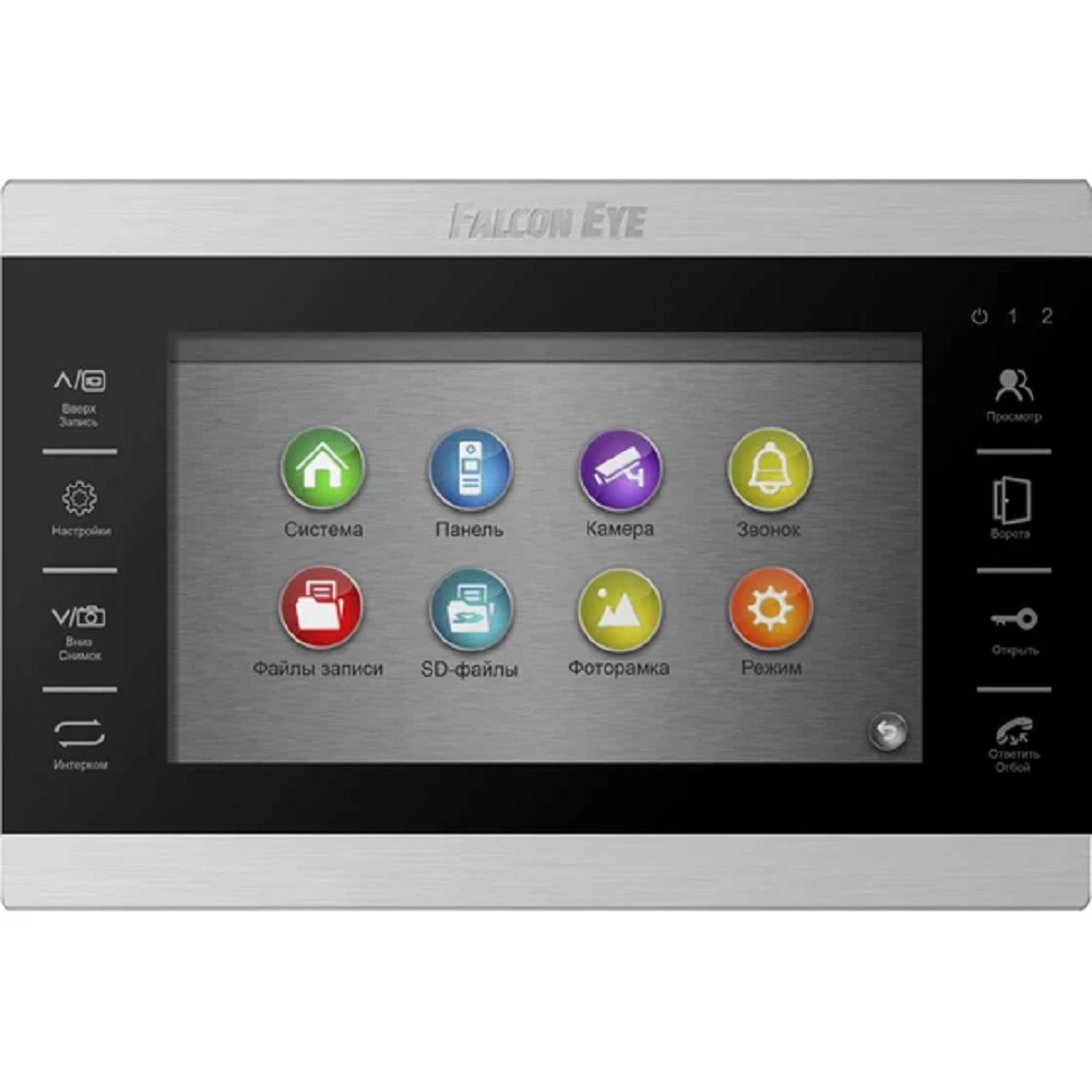 Falcon Eye FE-70 ATLAS HD (Black) HD Видеодомофон: дисплей 7" TFT;  сенсорные кнопки; подключение до 2-х вызывных панелей и до 2-х видеокамер; адресный интерком; графическое меню; запись фото и видео