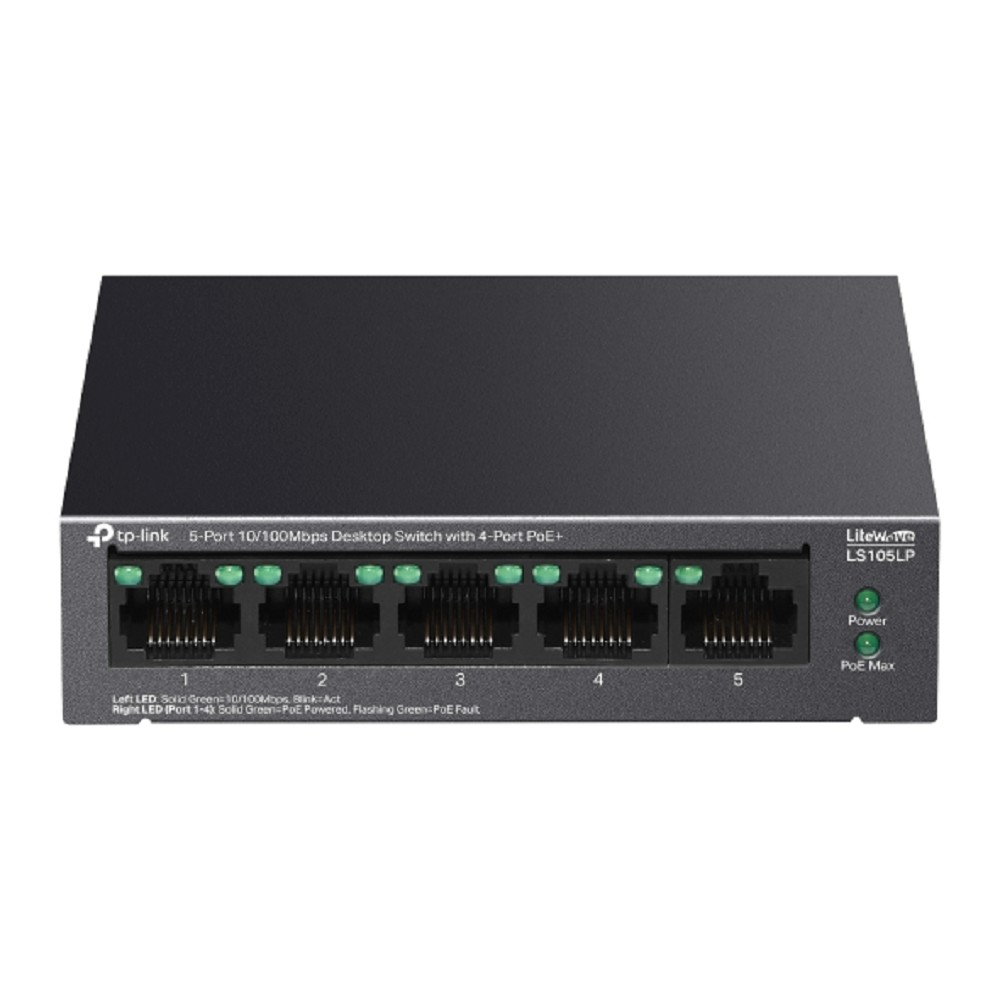 TP-Link LS105LP Настольный коммутатор с 5 портами 10/100 Мбит/с (4 порта PoE)