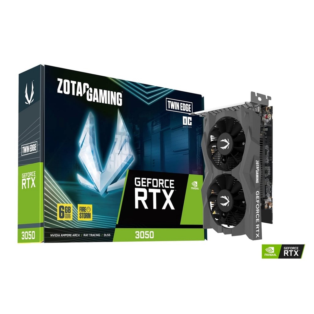 Видеокарта ZOTAC GAMING GeForce RTX 3050 Twin Edge OC 6Gb DDR6 96 bit  1042/1477 MHz  3*DP/HDMI  2*FAN  RTL