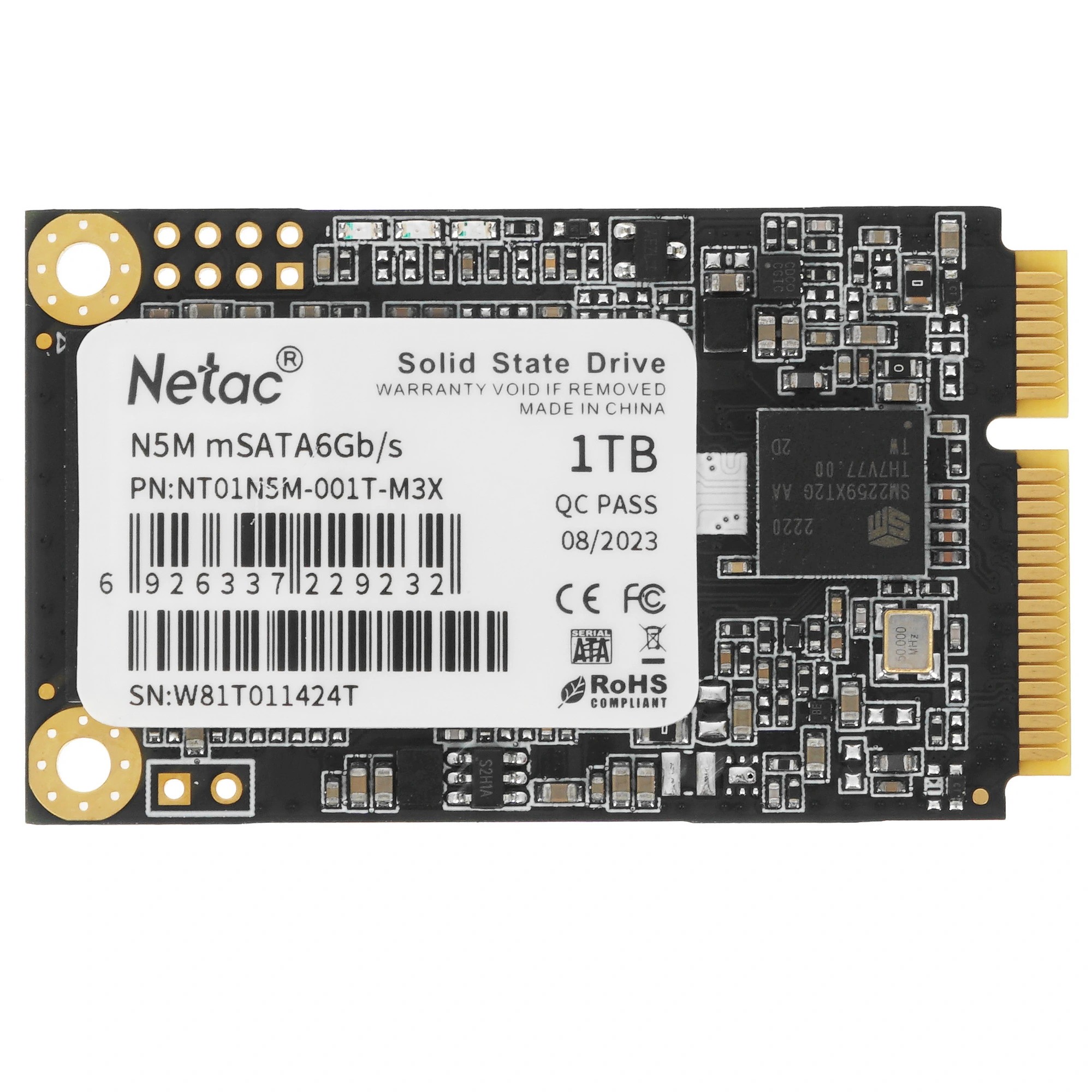 Накопитель SSD Netac mSata N5M 1Tb NT01N5M-001T-M3X TLC