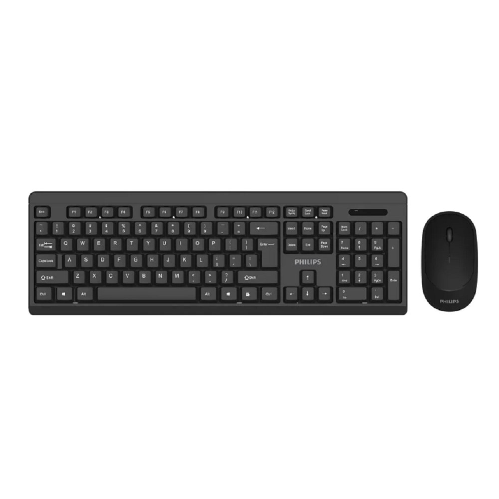 Philips Беспроводной Комплект SPT6324, 2.4 GHz 104 клав/3 кнопки, 1600dpi, русская заводская раскладка, чёрный
