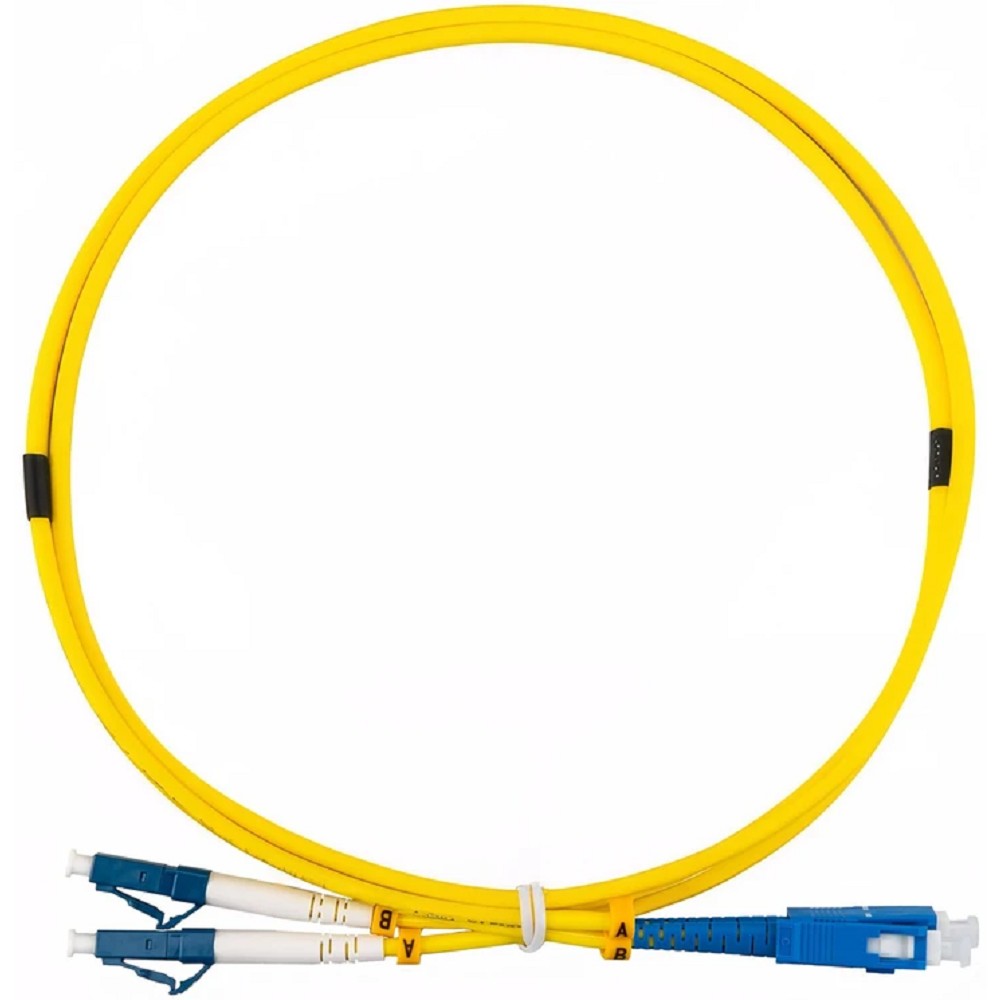 Rexant (50-2114-1) Патч-корд оптический одномодовый (SM) 9/125 OS2 разъемы zip-cord LC/UPC-SC/UPC 3мм Duplex LSZH 1м желтый