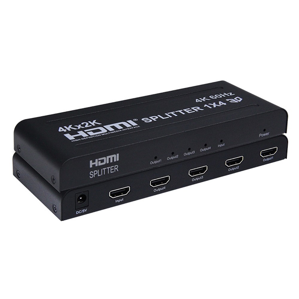ORIENT HSP0104HV2-2.0, HDMI разветвитель 1->4, UHD 4K/60Гц (3840x2160), HDR, HDMI 2.0, HDCP 2.2, внешний БП 5В, метал.корпус (33396)