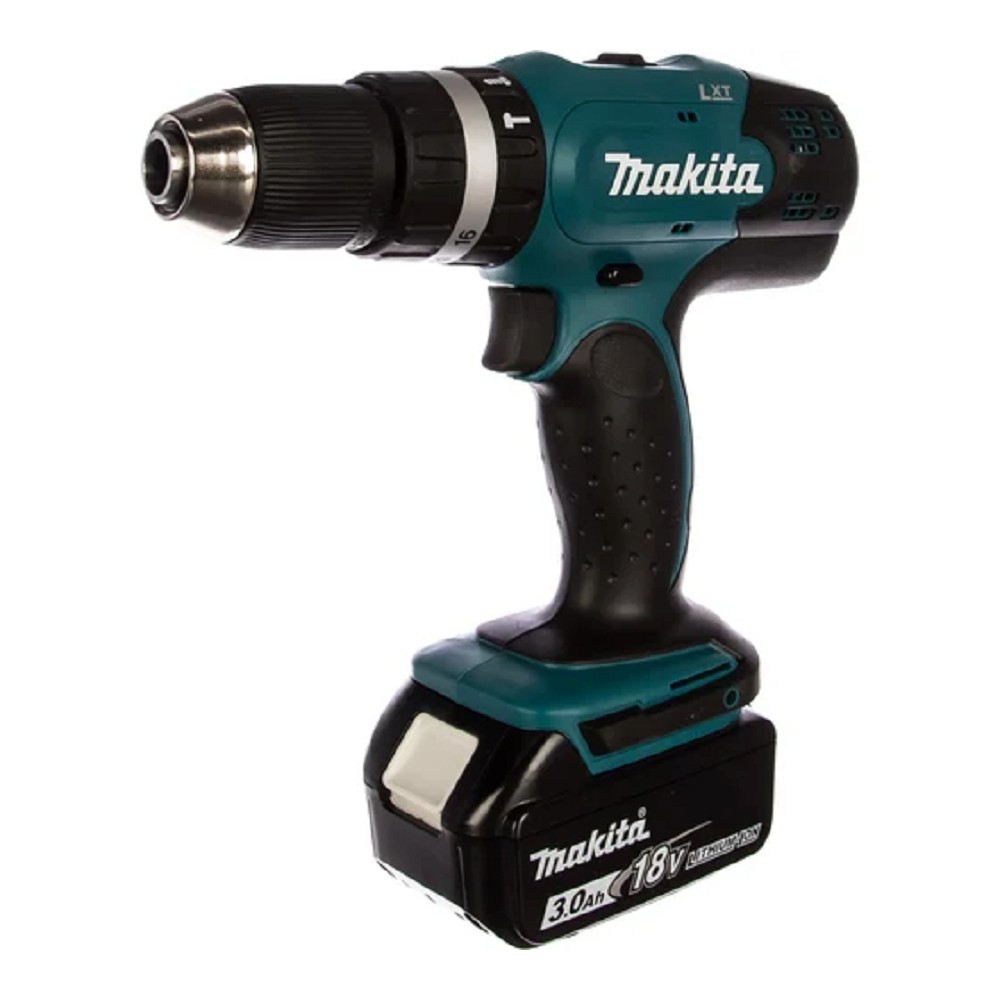Makita DHP453RFE Дрель-шуруповерт аккумуляторная ударная [DHP453RFE] {18В,2х3 Ач Li-ion,БЗП-13мм,0-400\1300об\м,42\27Нм,1.9кг,чем,совмест с 4Ач Li-ion}