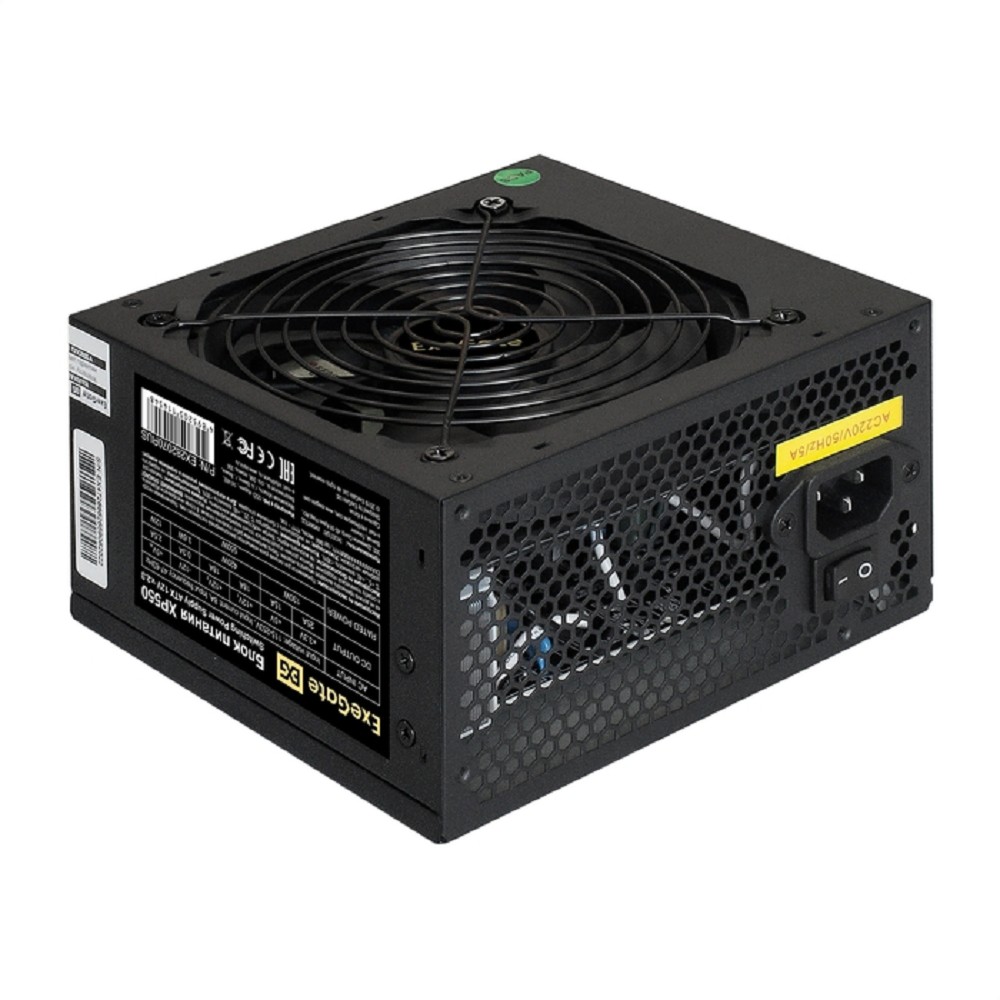 Exegate EX282070RUS-S Блок питания 550W ExeGate XP550, ATX, SC, black, 12cm fan, 24p+4p, 6/8p PCI-E, 3*SATA, 2*IDE, FDD, 282081 с защитой от выдергивания