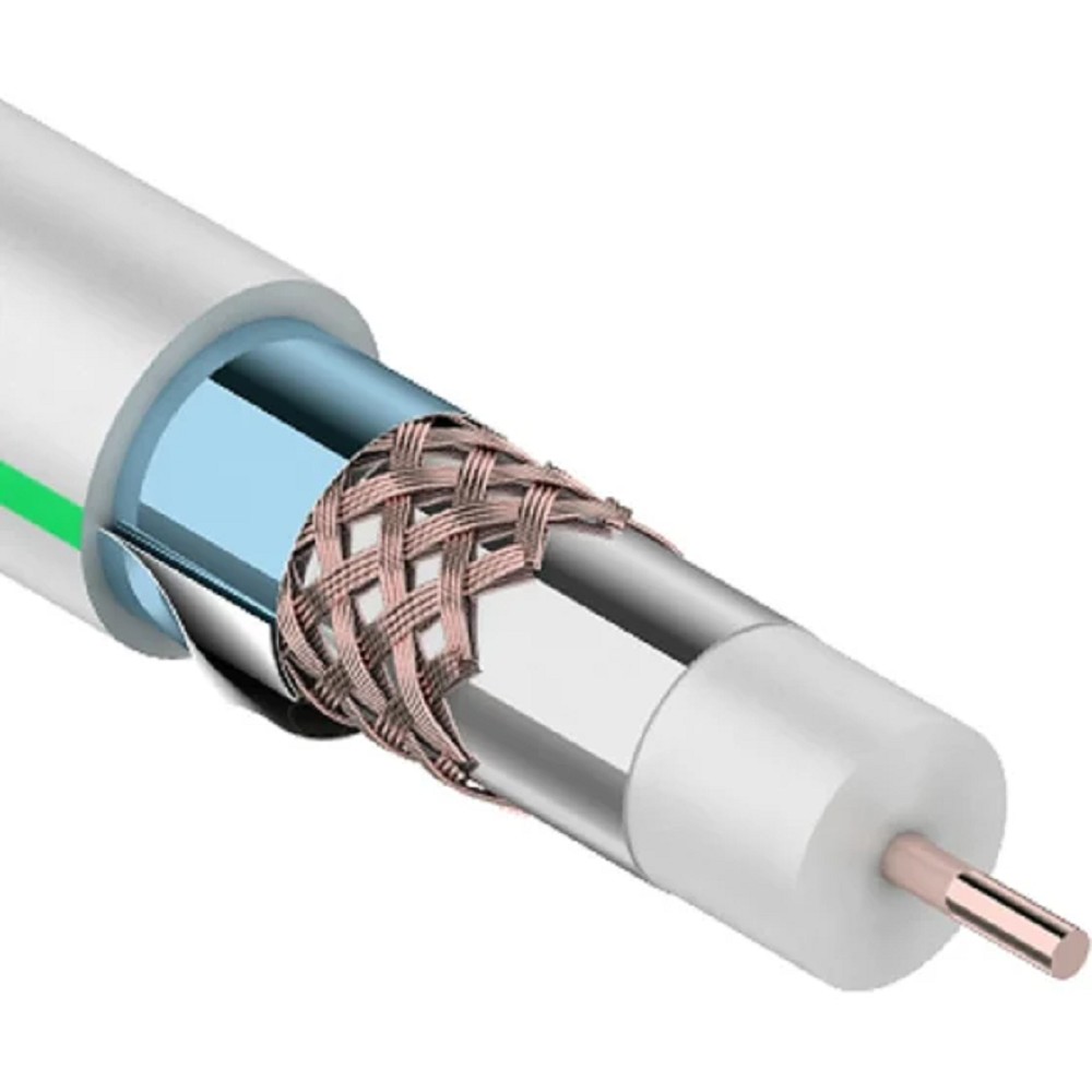 Rexant (01-2241) Кабель RG-6U+CU, (75%), 75 Ом, 100м., белый, (тройной экран), "MASTER" 