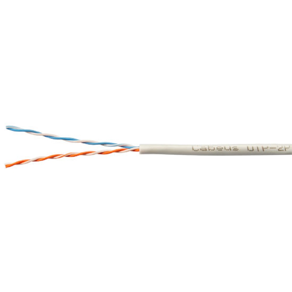 Cabeus UTP-2P-Cat.5e-SOLID-GY-LIGHT-500 Кабель витая пара UTP (U/UTP), категория 5e, 2 пары 0,48мм (24 AWG), одножильный, PVC нг(А)-LS, серый (500 м)