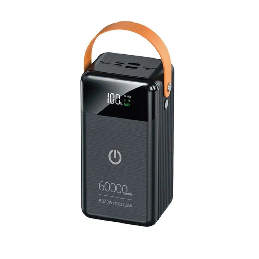 Perfeo Powerbank PRODIGE 60000 mAh/LED/PD + QC 3.0/Type-C/Lightning/2 USB/Выход: 5A, max 22.5W/Black (PF_C3697)