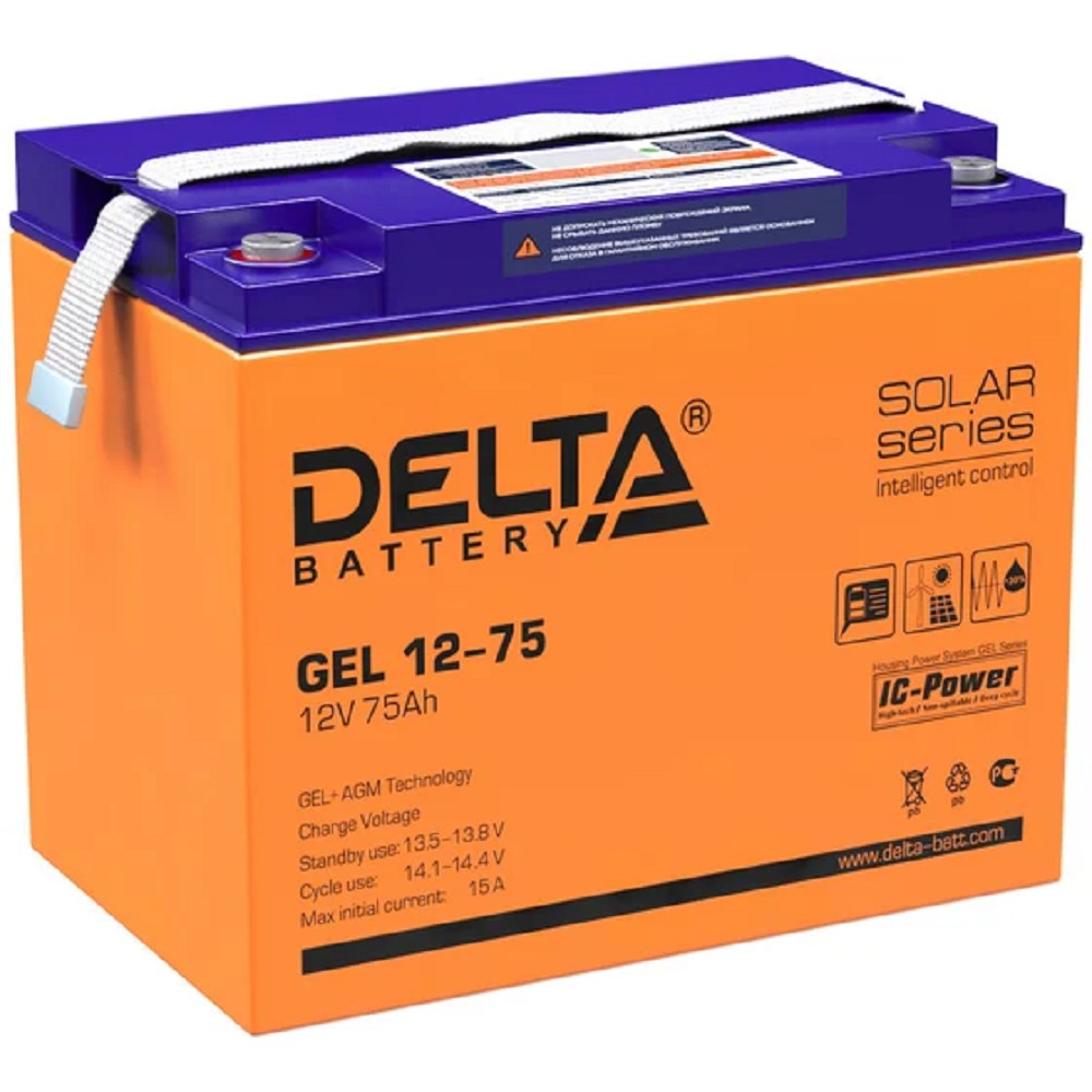 Delta GEL 12-75 (75 А\ч, 12В) свинцово- кислотный аккумулятор  