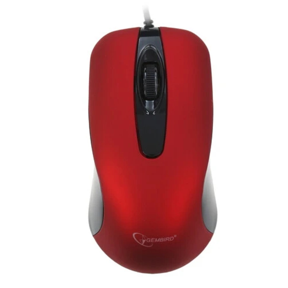 Gembird MOP-400-R красный USB {Мышь, бесшумный клик, 2 кнопки+колесо кнопка, 1000 DPI,  soft-touch, кабель 1.45м, блистер}