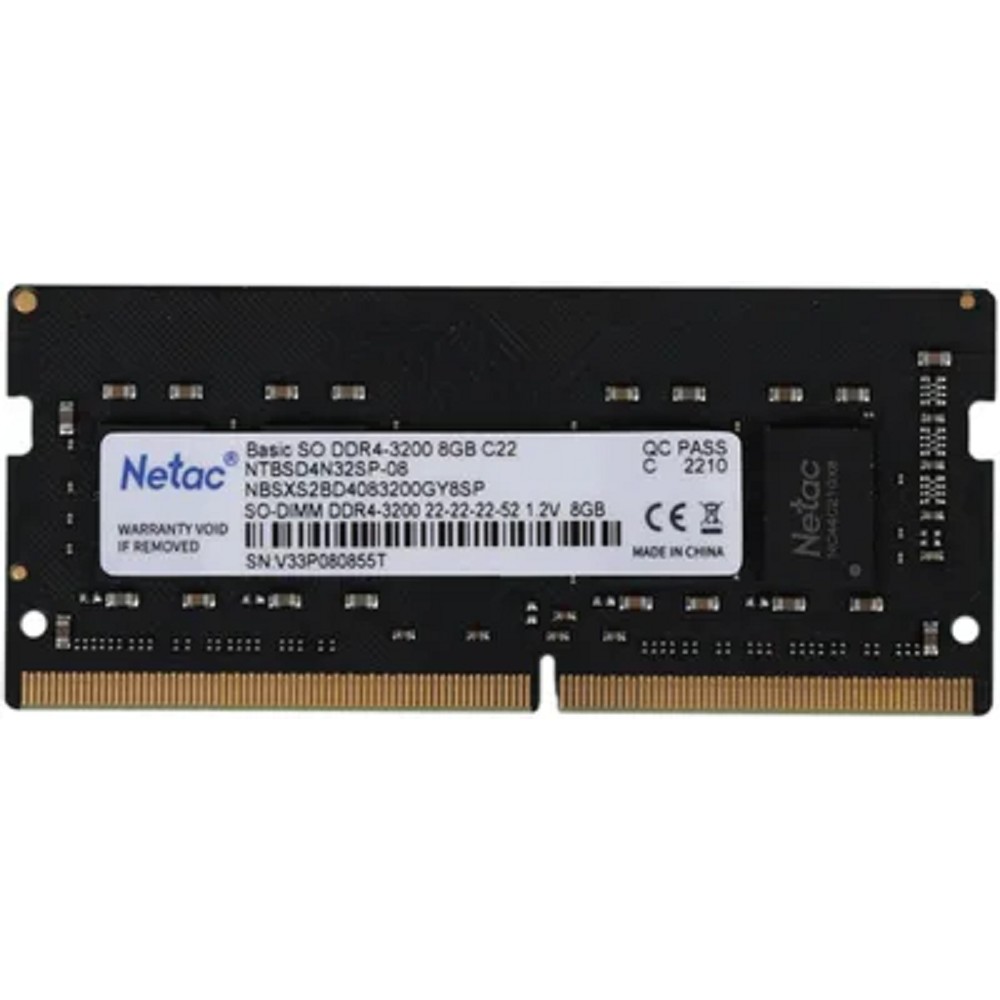 Netac DDR4 SODIMM  8GB PC25600 3200MHz CL22 1.2V (NTBSD4N32SP-08)