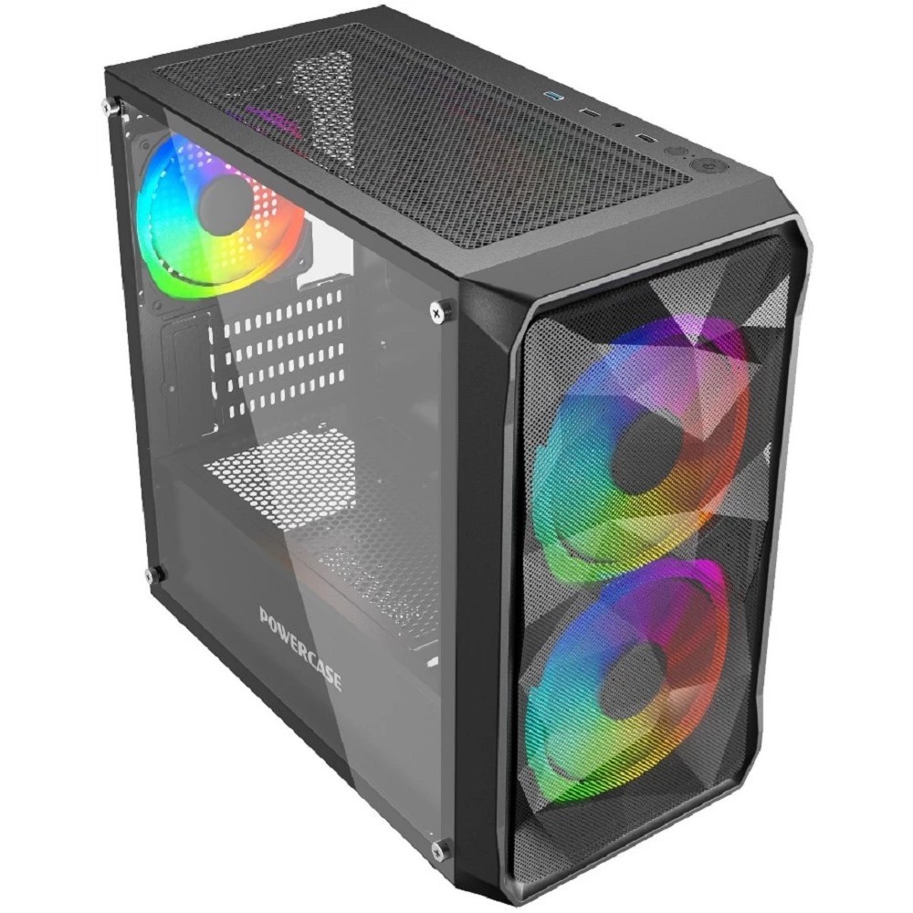 Powercase Mistral Micro A3B ARGB, Tempered Glass, 2x 140mm ARGB PWM+1x 120mm ARGB PWM, чёрный, mATX  (CMMAB-A3-V2)