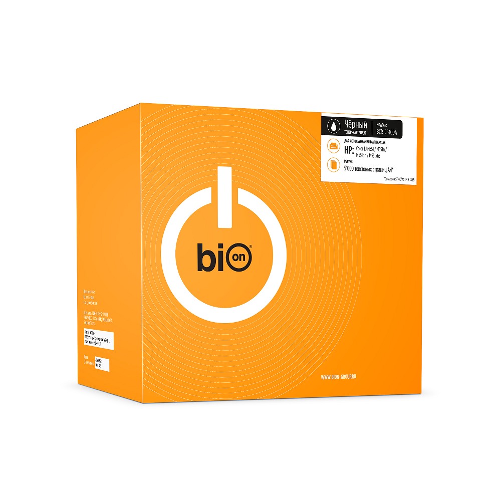 Повреждение упаковки Bion BCR-CE400A Картридж для HP LaserJet Enterprise M551/M575, HP LaserJet M570, HP LaserJet Pro M570 (5000  стр.), Черный, с чипом